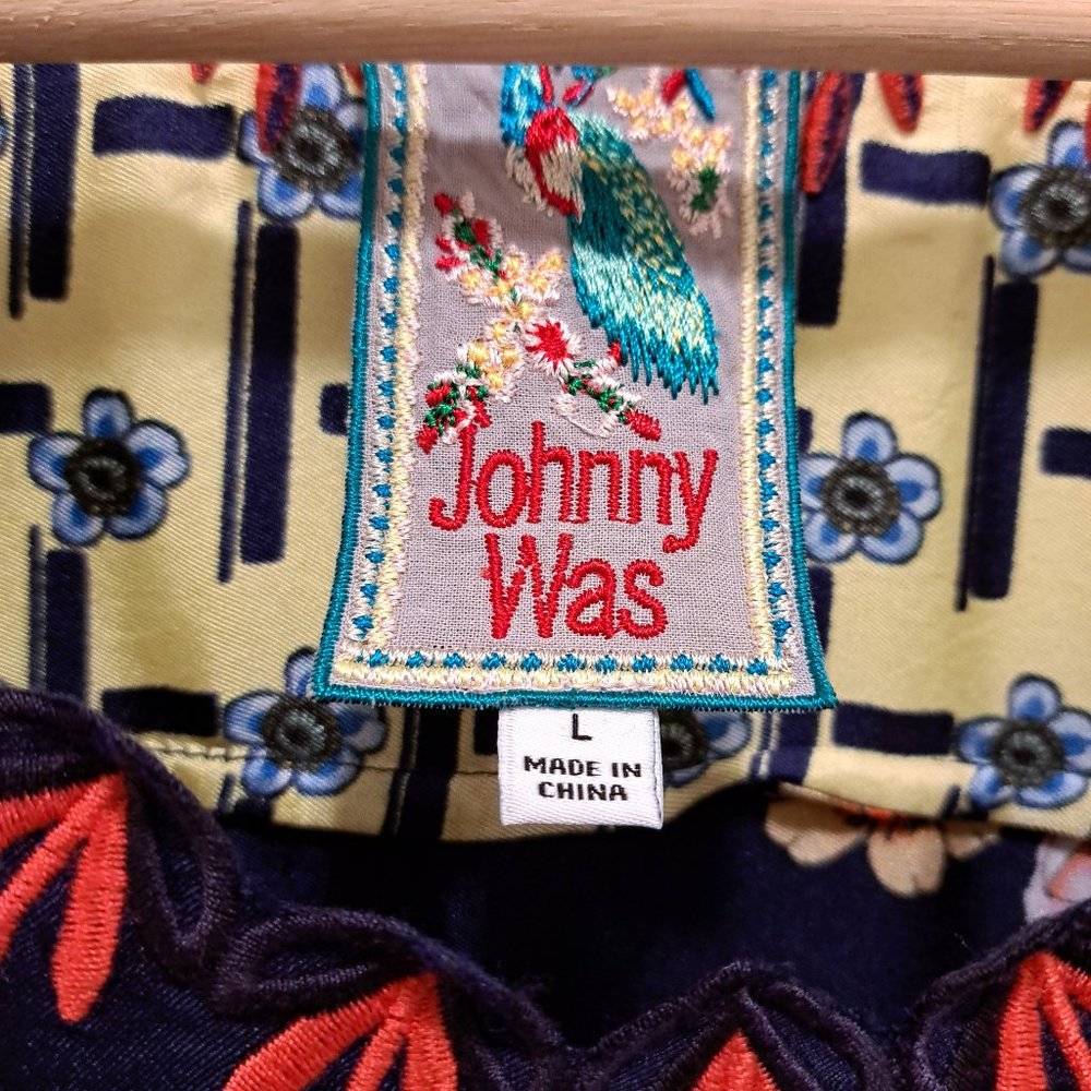 Johnny Was Dinah Silk Tunic with Embroidered Trim Size Large - Picture 10 of 11